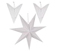 Operitacx 3pcs Paper Star Lanterns Seven-Point Christmas Hanging Lampshades | Three white 50 x 50 x 16 cm shades for indoor festive display, supplied without bulbs, cables or electrical fittings