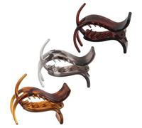 Operitacx 3pcs Ponytail Hair Clips for Women Decorative Hair Claw Clips with Strong Grip Glossy Coffee Leopard Gray Leopard and Amber Styles and Party Use