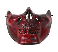 Operitacx 3pcs Red Skeleton Masks Half Face Halloween Costume Accessories with Realistic Detailing and Comfortable Fit for Carnival and Masquerade Parties