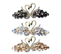 Operitacx 3pcs Rhinestone Swan Hair Clips Crystal Swan Hair Barrettes 2.75x1.18x0.79in Secure Hold Won't Damage Women Brides Elegant Vintage Retro Souvenir Birthday Parties Alloy Metal