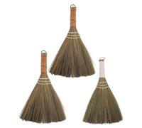Operitacx 3pcs Small Whisk Brush Broom - Vietnamese Natural Straw Soft Broom - Handheld Cleaning Sweeper with Short Handle for Home, Office, Car, Porch, Patio