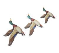 Operitacx 3pcs Wooden Mallard Duck Wall Decor, Rustic Farmhouse Flying Bird Wall Hanging, Natural Aesthetic Wood Wildlife Duck Decoration for Nursery or Study, Easy Installation