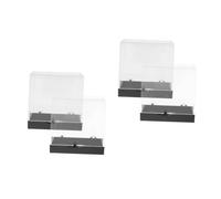 Operitacx 4 pcs Clear Square Mineral Display Boxes Transparent Rock Storage Cases Lightweight Specimen Showcases with Black Base for Collectibles