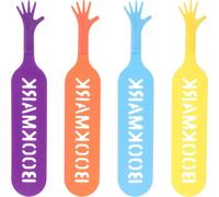 Operitacx 4 Pcs Cute Plastic Hand Bookmarks, Fun Page Markers for Students, Colorful Novelty Book Clips for Reading and Note Taking