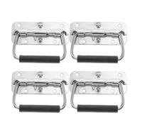 Operitacx 4 Pcs Stainless Steel Folding Handles with Comfortable Grip for Luggage Case and Industrial Equipment Boxes, Silver Metal Carrying Handles Suitable for DIY Projects