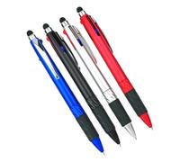 Operitacx 4 Pieces Multifunctional Ballpoint Pens with Stylus, 3-color Retractable Ink, Portable Creative Writing Pens Set for Office and Touchscreen Devices Random Style
