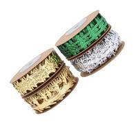 Operitacx 4 Rolls Embossed Glitter Christmas Ribbon for Wrapping Gifts and DIY Crafts Snowflake and Deer Pattern Holiday Ribbon for Baubles Wreaths Party Decorations and Present Packaging