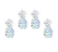 Operitacx 4 Sheets Decorative Indoor Pineapple Shaped Window Decals with Refraction Effect PVC Material Static Cling Stickers for Window and Door Creative and Lovely