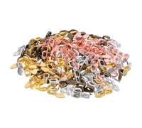 Operitacx 400pcs DIY Jewelry Making Glue-on Bails Set - Flat Oval round Pendant Connectors - Four Colors, 100pcs Each - Necklace and Earring Charm Findings for Crafting