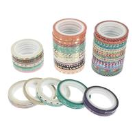 Operitacx 48 Rolls 3mm Ultra-fine Gold Foil Washi Tape 4m Each, Multi-purpose Decorative Adhesive Tape for DIY Scrapbook, Journal, Photo Frame, and Craft Wrapping