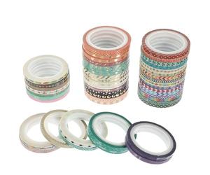 Operitacx 48 Rolls 3mm Ultra-fine Gold Foil Washi Tape 4m Each, Multi-purpose Decorative Adhesive Tape for DIY Scrapbook, Journal, Photo Frame, and Craft Wrapping