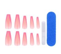 Operitacx 48pcs Ballet False Nails Long Press on French Tip Fake Nails Easy to Trim and File Abs Material for Salon and Social Occasions