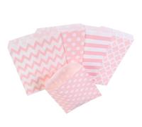 Operitacx 48pcs Pink Paper Candy Bags with Polka Dot, Chevron and Striped Patterns, Paper Material Party Bags for Gummy Bears and Hard Candies, for Birthday Party Supplies
