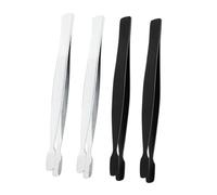 Operitacx 4pc Stainless Steel Stamp Tweezers for Stamp Collecting and Crafting Ergonomic Precision Tongs with Straight and Wide Tips Multi Purpose Tools for Hobbyists and Fine Detail Work