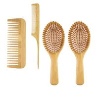 Operitacx 4pcs Bamboo Massage Comb Set for Hair Care, Smooth and Portable Design, Practical Wide Tooth Combs for Scalp Massage and Detangling, for Home Use