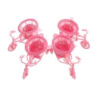 Operitacx 4pcs Bicycle Planter Hand Woven Basket Vintage Pink Faux Rattan Plastic Multipurpose Storage Flower Stand for Garden and Community Activities