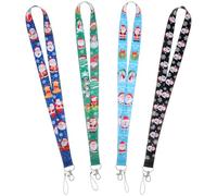 Operitacx 4Pcs Christmas Mobile Phone Rope Lanyards with Id Badge Holder Polyester Neck Straps for Phones Cameras Keychains Festive Xmas Designs 18 Inch