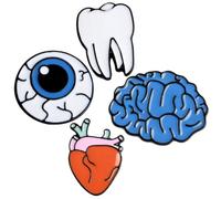 Operitacx 4pcs Creative Organ Brooch Pin Brain Eyeball Heart Tooth Alloy Pins Fine Workmanship Not Easy to Break Fashion Adorable Style for Bags Christmas Birthday