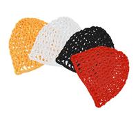 Operitacx 4pcs Elastic Mesh Hair Nets for Women Crochet Sleep Cap with Thick Yarn Knit Breathable Hair Wrap and Yoga Reusable