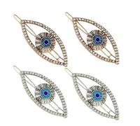 Operitacx 4pcs Evil Eye Hair Clips for Women with Rhinestone Alloy Material, Secure Hold and Versatile Use, Vintage Blue Turkish Style Sparkly Hair Accessories for Halloween Party