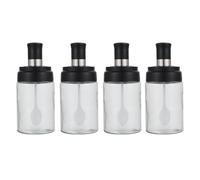 Operitacx 4pcs Glass Condiment Bottles Barbecue Oil Bottle with Brush 250ml Seasoning Container for Indoor Home Dining and Restaurants, Store and Organize Kitchen Condiments