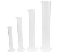 Operitacx 4pcs Graduated Cylinder Plastic - 100ml, 250ml, 500ml, 1000ml - Stable Hexagonal Base - Thickened Clear Test Tube for School Laboratory Science Supplies