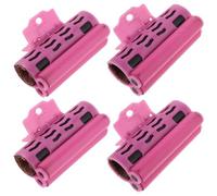 Operitacx 4pcs Hair Curler Clips Heat Insulation Clip Large and Small 2 Each Heat-resistant for Hair Salon Curling Process Pink