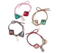 Operitacx 4pcs Hair Ropes Elastic Ponytail Holder 1.97x1.97x0.12 Inch Cute Adorable Simple Design for Daily Use Random Color