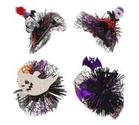 Operitacx 4pcs Halloween Pet Hair Clips Spooky Spider Web Tulle Clips for Dogs Cats Day Dead Costume Accessory for Puppies Kittens Quick-style Festive Hairpins