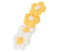 Operitacx 4pcs Handmade Chenille Crochet Flower Ornaments for Sewing Clothes and Bags Durable Cloth Material Floral Applique in White and Yellow Lovely DIY Brooch and Hair Clip Accessories