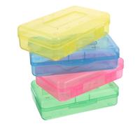 Operitacx 4pcs Large Pencil Storage Box with Snap Closure Hard Plastic Case | Stackable Design for Space-saving Desk Organization, Colored Accents, Fits Chalk and Markers