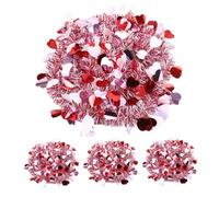 Operitacx 4pcs Love Ruffled Tops Decoration for Garland Fake Valentines Pink Tinsels Wreaths Valentine's Day Decor Red Plastic