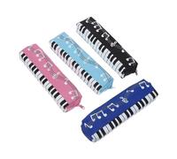 Operitacx 4pcs Piano Pattern Pencil Case Pen Pouch for Girls Students, Portable Pen Storage Bag with Zipper, Black Blue Light Blue Pink School Supplies Organizer