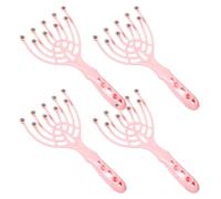 Operitacx 4pcs Pink Scalp Exfoliator Tool with Steel Balls, Portable and Lightweight Hair Scalp Massager for Travel and Nightly Routine, Manual Head Massage Tool to Tension