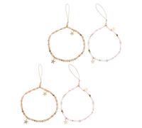 Operitacx 4pcs Pink Star Beads Phone Strap Lanyard with Wrist Loop Cute Cell Phone Pendant Charm Anti-lost Bead Chain for Smartphone Case and Camera Bag