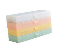 Operitacx 4pcs Plastic Pencil Cases Stationery Boxes for Students in White, Pink, Green, Yellow Medium Size - Frosted Pen Boxes for School and Office Storage