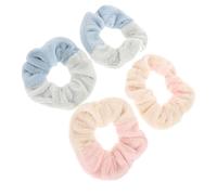Operitacx 4pcs Plush Faux Rabbit Ponytail Hair Ties Elastic Hair Scrunchies Soft Rings Women’s Accessories with Blue-green and Coffee-pink Color Mix for Daily and Outdoor Use