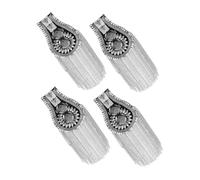 Operitacx 4pcs Punk Style Shoulder Epaulettes with Silver Rivets and Fringe Tassels Decorative Retro Brooch Badges for DIY Outfits Party Costumes Outdoor Events and Performance Accessories