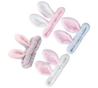Operitacx 4pcs Rabbit Ear Face Washing Hairbands for Girls, Lint Cloth Material with Soft Hold, for Cosmetic Use and Keeping Hair in Place during Home Face Washing