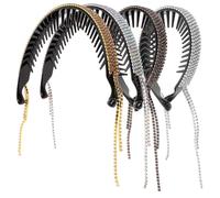 Operitacx 4pcs Rhinestone Tassel Bun Clip Hair Claw Holder Ponytail Cuff Hair Accessories Set with Grey Silver Light Gold Crystals for Women’s Styling