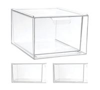 Operitacx 4pcs Small Clear Stackable Storage Drawers - Bathroom Organizers Bin - Plastic Box with Handle For Makeup Vanity Undersink Cabinets Kitchen Pantry