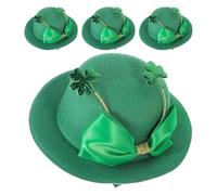 Operitacx 4pcs St Patrick's Day Hair Clips with Green Shamrock and Bow, Irish Festival Mini Leprechaun Hat Barrettes for Women, Party Hair Accessories for St Patrick's Day Celebration
