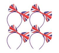 Operitacx 4pcs Uk Flag Bow Headbands for Women, Union Jack Hair Accessories with Bowknot, Festive Hairbands for Football Fans and National Celebration Events