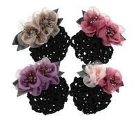 Operitacx 4pcs Vintage Flower Hairnet Nurse Hairnet Floral Mesh Hair Net Material Quick Styling Solution Strong Hold Elegant Classic Design Hotel Nursing for Hotel Staff Banking Professional