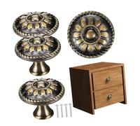 Operitacx 4pcs Vintage Zinc Alloy Cabinet Knobs Single Hole Decorative Drawer Pulls with Intricate Embossing Wardrobe Handles for Furniture Easy Installation Classic Home Decor