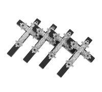 Operitacx 4pcs Wooden Hair Barrette Set for Women with Cross Rivet Accents, Firm Grip and Comfortable Wear, Black Handcrafted Flower Vine Design, for Formal Occasions and Daily Outfit