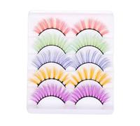 Operitacx 5 Pairs Colored False Eyelashes Natural Look Thick Fake Lashes Made of Chinlon and Polyester Fiber Soft Simulation Eyelash for Daily Makeup