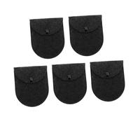 Operitacx 5 Pcs Portable Felt Earbuds Carrying Case and Ear Care Pouch Mini Half-moon Storage Bags for Travel and Daily Use, Small Black Protective Organizer Pouch Set