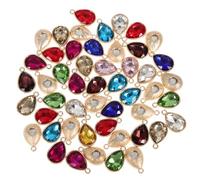 Operitacx 50pcs 10x14mm Alloy Crystal Teardrop Pendants DIY Necklace Accessories Handmade Hanging Charms for Bracelet Jewelry Making Random Color