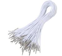Operitacx 50PCS Elastic Barbed Cords with Metal Barbs, 11 Inch White Stretch Cord for Mask Making, Book Binding, Crafting, and Promotional Displays